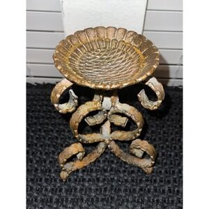 Vintage Cast Iron Spanish Style Metal Candle Holder Architectural Heavy Metal